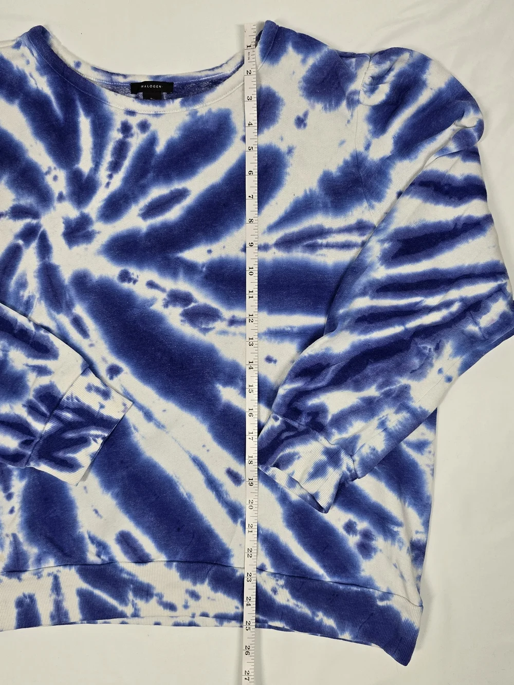 Halogen Blue White Tie Dye Puff Sleeve Sweatshirt Size 2X